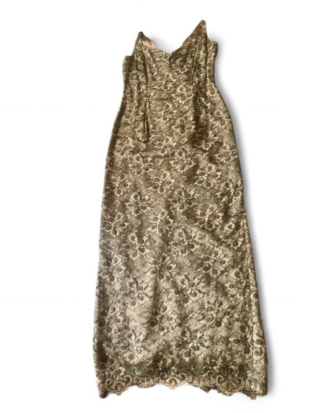 GILAR Y2K Floral Jacquard gown Sheath vintage Bodycon Cocktail Dress size 8 glam